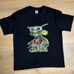 Gremlins Graphic T-Shirt 3D Glasses Mogwai Stripe Popcorn Tee Black L Unisex